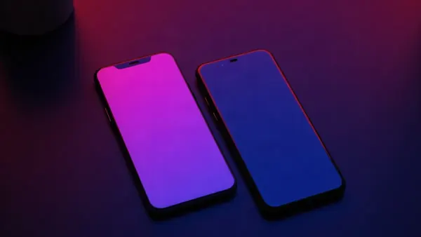 Zwei unterschiedliche Smartphones nebeneinander auf einer dunklen, spiegelnden Oberfläche (Illustration zum Artikel)